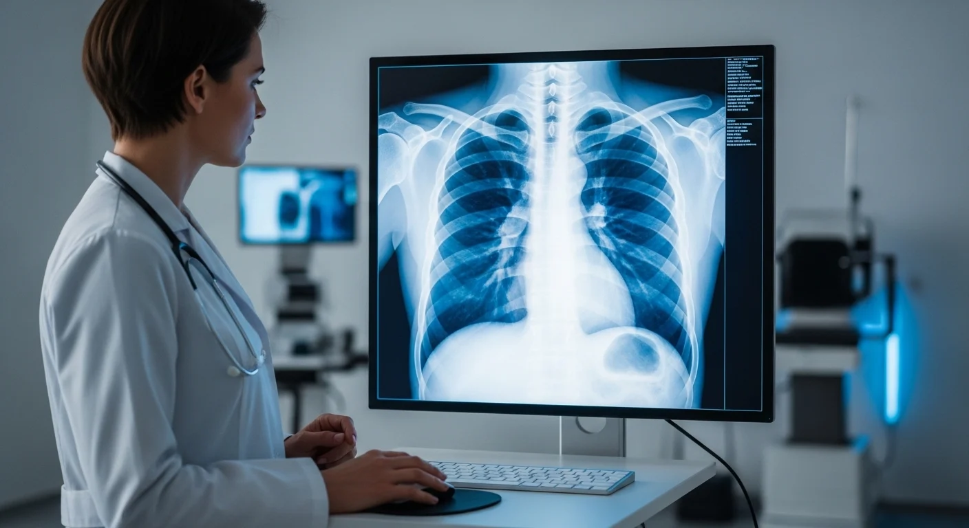 Profesional médico analizando una radiografía de tórax